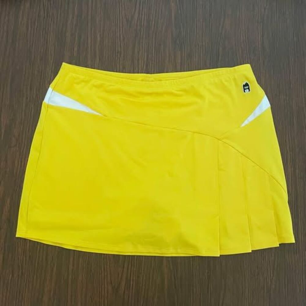 DUC Tennis Skort Size XXL Yellow/White Pleats